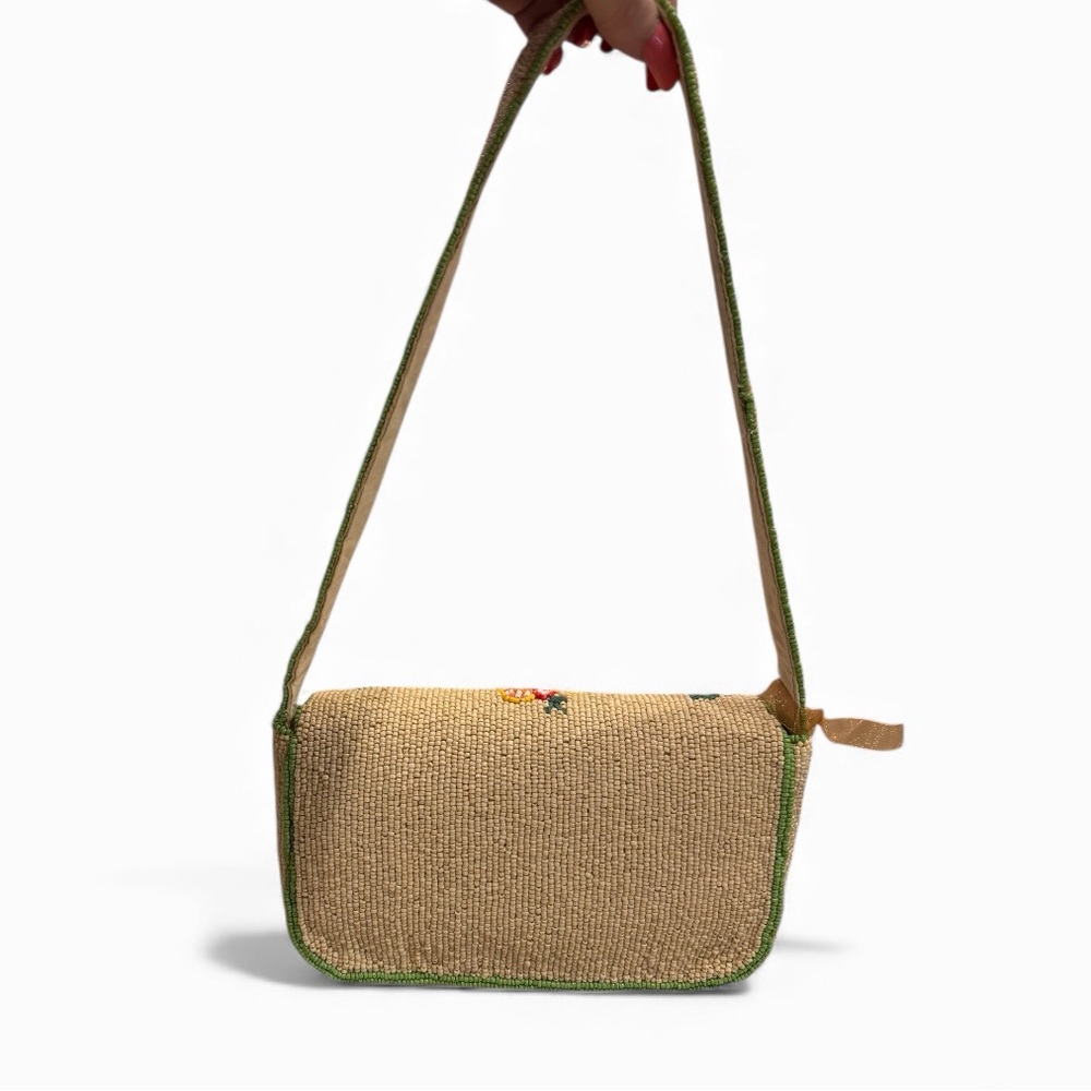 Handcrafted in India “Aperol Esque” Beaded Bag Orange and Green - Picture 5 of 7